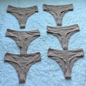 Quince Womens Seamless Thong Underwear Bundle 6 Pack Tan Nude Small CMSL001 NEW